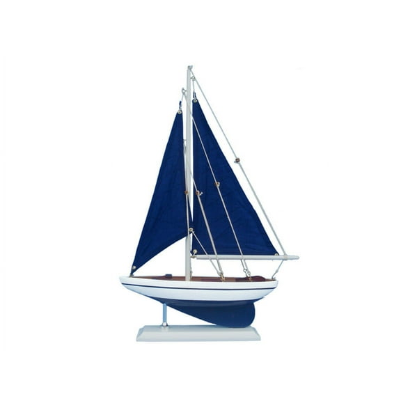 Handcrafted Model Ships ps-blue-bluesails Pacific Sailor 17 in. - Blue Sails Decorative Sail Boat