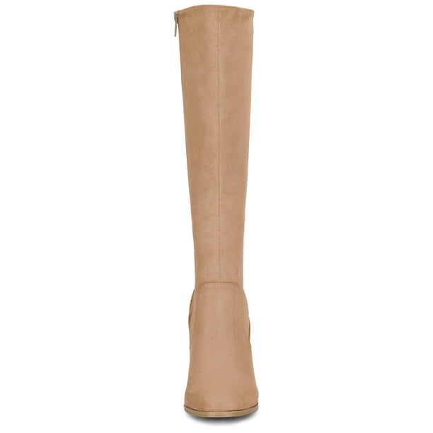 Allegra K Women s Round Toe Block Heel Knee High Boots Walmart