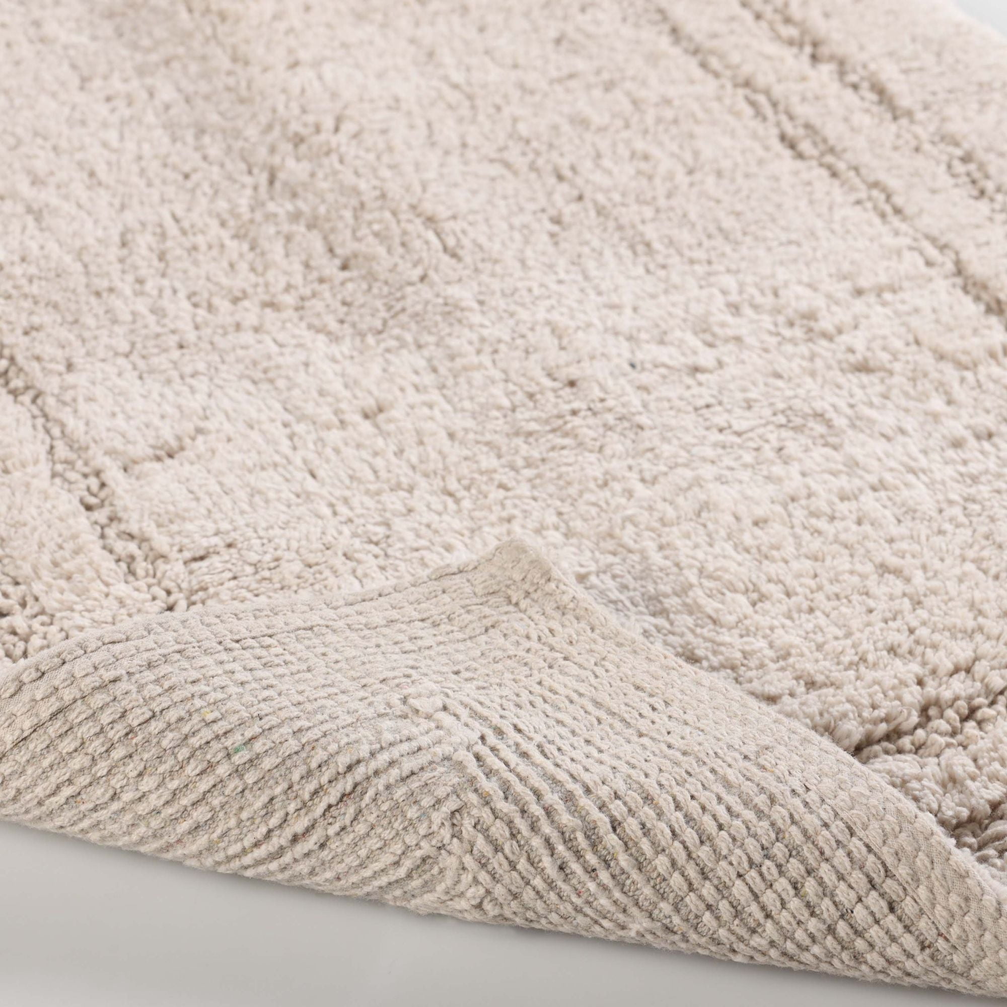 Superior Solid Bordered Cotton Washable Non-Slip Bath Rug, Runner Size, Stone