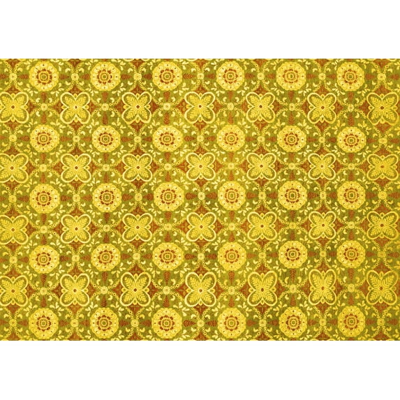 Ahgly Company Indoor Rectangle Abstract Yellow Modern Area Rugs, 5' x 8'