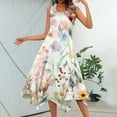 thumbnail image 2 of YDKZYMD Summer Casual Dresses for Women Floral Flowers Wedding Maxi Beach Boho Tank Dresses Hem Sundress Petite Sleeveless Midi Dress with Pockets Yellow XL, 2 of 5