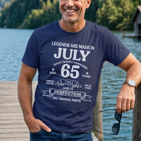 Jollimate Legends Are Made in July 1961 Shirt, 65th Birthday Graphic Tee, Aged to Perfection T-Shirt