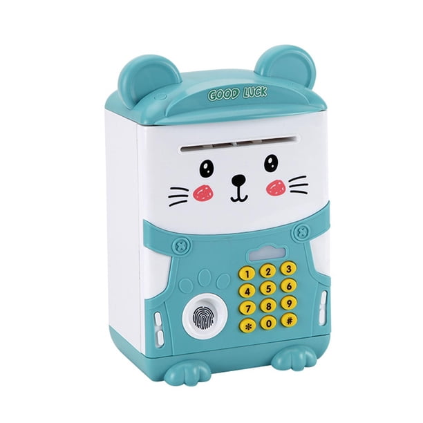 hucha Caja de dinero electrónica, ABS con detección de huellas dactilares, cajero automático interactivo, moneda de efectivo simulada, contraseña, mini , azul Magideal hucha