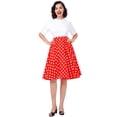 thumbnail image 4 of IBTOM CASTLE Women Pleated Vintage Skirt Floral Print A-Line Midi Skirts 50s Polka Dots Knee-Length Flared Swing Cocktail Party Dresses XL Red - Polka Dots, 4 of 8