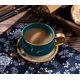 thumbnail image 3 of Tazas de capuchino con platillo, tazas de porcelana para café, té, capuchino, tazas de café con disco de madera - verde, 300 ml, 3 of 4