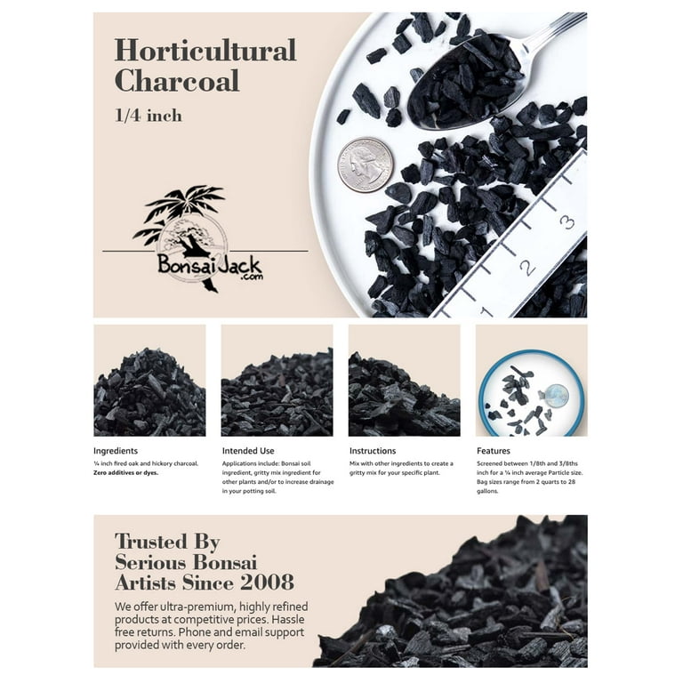 2 Dry Quarts 1/4 inch Horticultural Charcoal – Bonsai Jack ©