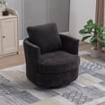 thumbnail image 3 of 31.9"W Swivel Accent Chair,Chenille Barrel Chair Comfy Accent Sofa Chair for Living Room,360°Swivel Leisure Arm Chair Club Chair for Bedroom,Office,Black, 3 of 8
