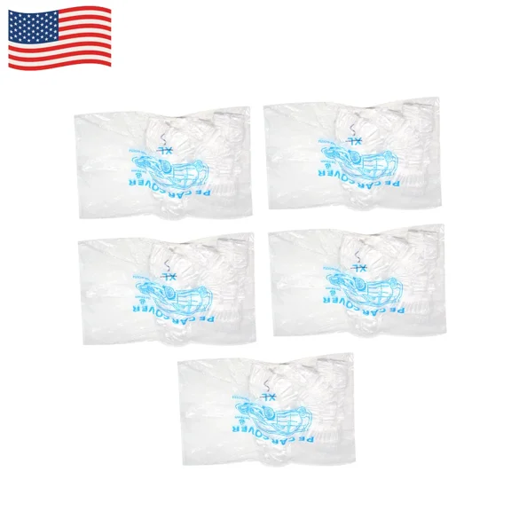 Aniceparthy 5PCS Clear Plastic Disposable Car Cover Temporary Universal Rain Dust Garage up to 12'x22'