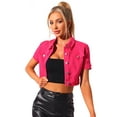 thumbnail image 1 of Chaqueta Corta Informal Para Mujer Allegra K Vaquera Rosa Caliente L, 1 of 4