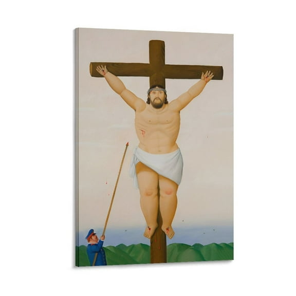 Jesus on Cross By Fernando Botero Paintings Wall Art Poster Poster Decorative Painting Canvas Wall Art Living Room Posters Bedroom Painting 20x30inch(50x75cm)