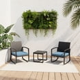 thumbnail image 5 of WWR Rocking Patio Bistro Sets 3 Piece - All-Weather - Conversation Furniture Set, Wicker Rattan Outdoor Front Porch Chair for Balcony, Porch, Garden, Backyard, Poolside,Blue, 5 of 8