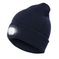 thumbnail image 1 of CENSGO Gorro unisex con luz USB recargable LED faro gorro regalos para papá padre hombres marido cálido gorro de punto azul marino, 1 of 1