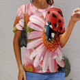 thumbnail image 6 of Ladybug Floral Print(2)-1 Women's Short Sleeve Tops Casual Blouses T Shirt, 6 of 6