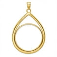 thumbnail image 1 of 14k Yellow Gold Lightweight Teardrop Prong Setting Coin Bezel Pendant Mounting - Fits 32mm, 1 of 4