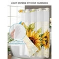 thumbnail image 4 of No Hook Shower Curtain with Snap in Liner Yellow Sunflower Shower Curtain -Fabric Waterproof Inner Liner, Watercolor Flowers Green Leaf Vintage Shower Curtains Washable 60"x72", 4 of 9