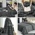 thumbnail image 4 of Parojati 50*60 Faux Fur Throw Blanket for Couch - Extra Soft Fluffy Warm Bubble Design Throw for Couch, Sofa, Travel and Versatile Use for Bedroom, Living Room, Farmhouse, Grey, 4 of 10