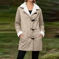 thumbnail image 2 of Winter Jackets for Women Sherpa Lined Jacket Duffle Toggle Coat Color:Khaki Size:S, 2 of 5
