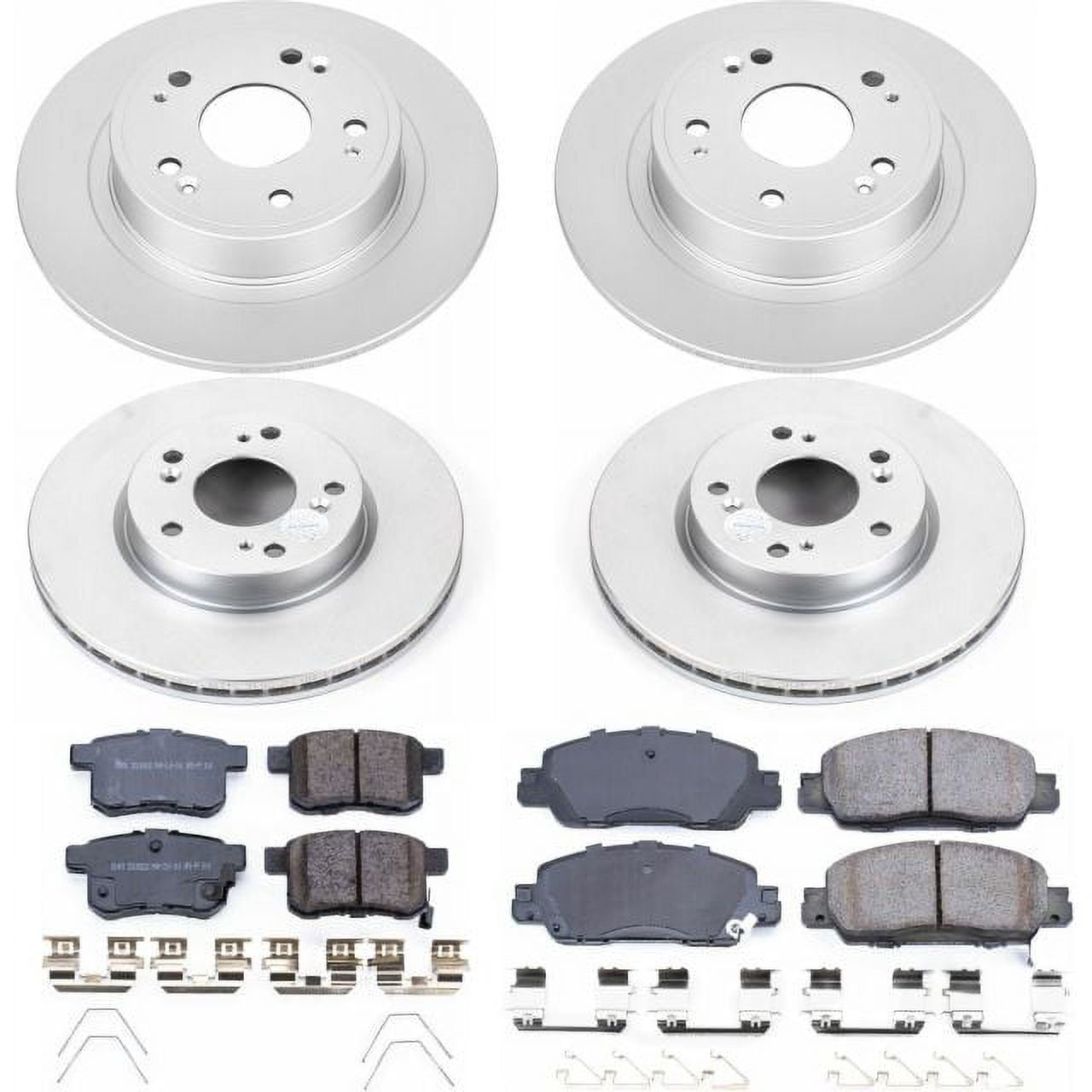 PowerStop Front and Rear Geomet Coated Brake Rotor and Pad Kit Fits: HONDA Select Models CRK7346
