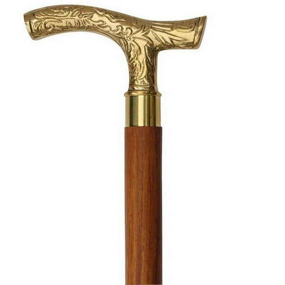 UGS Antiques Era Brass Derby Style Handle Wooden Walking Stick for Old Peoples Men's and Women's Walking Stick Wand Gift
