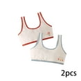 thumbnail image 1 of AJZIOJIRO 2PCS Kids Girls Trim Bralette Bra Teens Rib Spaghetti Strpa Sleeping Bras, 1 of 9