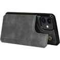 thumbnail image 4 of Wallet Case with Card Holder for iPhone 12 Mini,Luxury PU Leather Kickstand Card Slots,Double Magnetic Clasp and Flip Wrist Strap Multi-Function Case for iPhone 12 Mini 5.4",Gray, 4 of 15