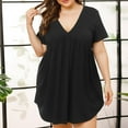 thumbnail image 2 of Xmarks Plus Size Nightshirt for Women Sexy Short Sleeve Deep V Neck Nightgown Sleepwear Oversized Pleated Sleepshirt Above the Knee Length Nightdress Loungewear XL-4XL, 2 of 6