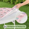 thumbnail image 5 of Pink Cartoon Unicorn Heart Flower Pattern Round Fitted Tablecloth with Elastic Edge,Dining Table Cover Waterproof,Outdoor Round Tablecloth for Camping,Dining,Indoor and Outdoor, 5 of 7