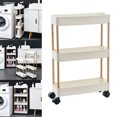 thumbnail image 4 of Carro de almacenamiento funciones para , estantes de almacenamiento, carrito para ahorro de espacio, mostrador de tocador, lavadero, cocina 3 capas estrechas perfecl Estante de almacenamiento de baño, 4 of 8