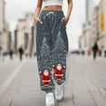 thumbnail image 2 of Fiaer Christmas Sweatpants Women Santa Printed Trendy Lace up Xmas Pants Plus Size Loose Fit Comfy Holiday Trousers with Pocket Grey XL, 2 of 5