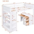 thumbnail image 2 of Twin Size Loft Bed with Built-in Ladder, Shelves and Desk, Multi-Function Wood Bed Frame with Guardrails and Slats, No Box Spring Needed, 80.7" L x 39.3" W x 65.7" H, 2 of 9