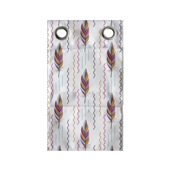 Feather Hanging Pocket Organizer, Colorful Hippie Art Pattern with Bohemian and Wavy Motifs, Printed Polyester Storage Bag with Pockets, 9" x 27", Multicolor