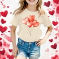 thumbnail image 2 of QUOTAY Casual Short Sleeve Top for Girls with Playful Heart Balloon Graphic Cute and Soft Summer Tops for Children Daily Wear Tee Beige_03,100, 2 of 3
