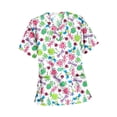 thumbnail image 3 of Top exfoliante con cuello en V para mujer, Uniforme de Trabajo de enfermera con bolsillos laterales, camiseta cómoda y duradera para tienda de 2XL, 3 of 8