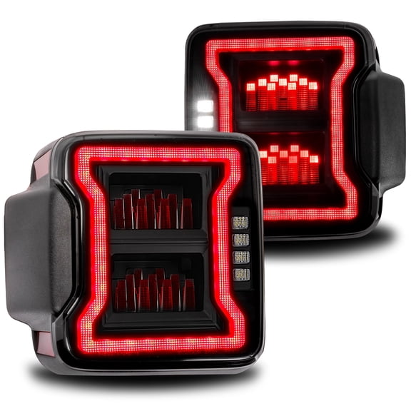 TRUE MODS LED Tail Light Assembly Replacement for 2018-2025 Jeep Wrangler JL JLU w/ Stock Halogen Taillight Bulb [Smoked] [DOT] Sport S Willys Sahara Rubicon X 392 Rear Brake Stop Reverse Turn Signal