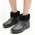 thumbnail image 4 of Domuza Short Ankle PVC Rain Boots for Men, Waterproof Soft Plus Cotton Galoshes, Non-Slip Wear Resistant Flat Rubber Shoes, Fashion Casual Footwear Gray 8 (EU-41), 4 of 4
