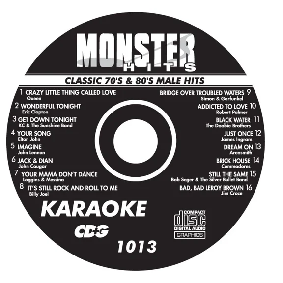 Karaoke Monster Hits Cd G Classic 70'S & 80'S Male Hits #1013