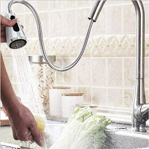Robinet de cuisine d'évier de pulvérisation extractible avec bouton d'arrêt  tête universelle pour mitigeur de toilette robinet de salle de bain 