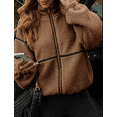 thumbnail image 5 of Womens Coat Casual Lapel Full Zip Fleece Jacket Long Sleeve Oversized Warm Winter Outwear with Pockets, 5 of 6