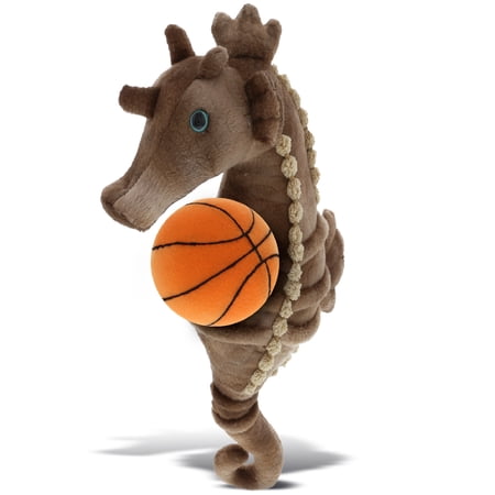 DolliBu Seahorse Stuffed Animal with Basketball Plush - Soft Huggable Seahorse Adorable Playtime Plush Toy Cute Wildlife Gift Plush Doll Animal Toy for Kids and Adults - 12 Inch