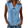 thumbnail image 2 of Jinhomg Women's V Neck Tank Tops Sleeveless Polos Shirts Henley Loose Fit Cute Summer Tees 2026 Fashion Trendy Clothes Blue M, 2 of 6