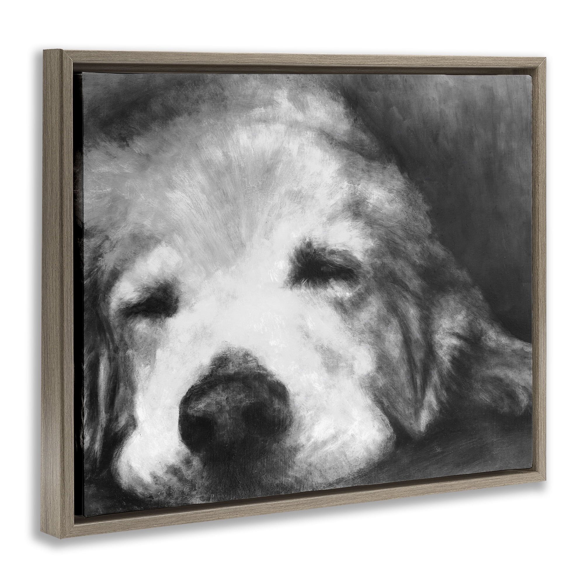 Stupell Industries Monochrome Dog Day Afternoon Brown Framed Floater Canvas Wall Art, design by Walt Johnson