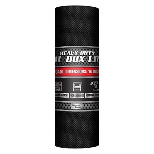 Precision Defined Professional Grade Tool Box Liner, 16" x 16 ft, Black | Non-Slip Thick Cabinet Shelf Liner
