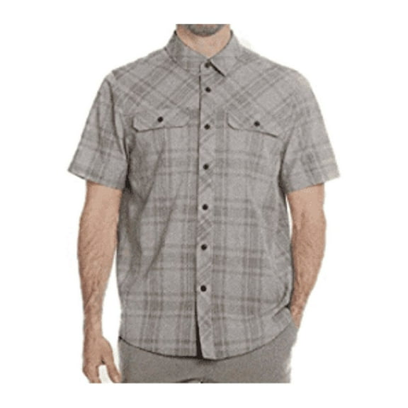 Gerry Men's Short Sleeve Quick Dry Tech Woven Shirt, Gray, L