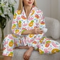 thumbnail image 4 of Salouo Flamingo And Pineapple Pattern Women's Pajamas Set Long Sleeve Button Down Sleepwear Soft Pj Lounge Sets for women 2 Piece Pjs Set with Long Pants -Large, 4 of 8