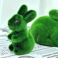 thumbnail image 4 of Danhjin Easter Table Decorations, 4.33in Green Flocking Moss Rabbits Sculpture for Desktop Living Room Decoration and Easter Gift, 4 of 6