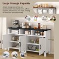 thumbnail image 6 of Euroco 59" Large Sideboard Buffet Cabinet with Storage, Wood Coffee Bar Station with Charging Station,Adjustable Shelves and Open Storage Shef for Living Room,Dining Room,White, 6 of 9