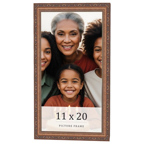 11x20 Frame Gold Solid Wood Picture Frame Width 1.25 Inches | Interior Frame Depth 0.375 Inches |
