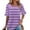 Purple, variant on SYMOID Womens Regular Size Casual Fashion Striped Printed Short Sleeve Square Neck Pull-On Flared Sleeve Blouse,Purple,Size L