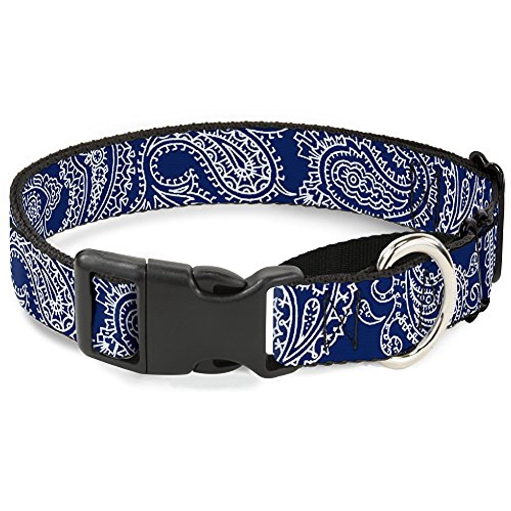Buckle-Down Martingale Dog Collar - Paisley Stars Black Purple White - 1" Wide - Fits 15-26" Neck Size - Large