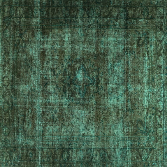 Ahgly Company Machine Washable Indoor Square Persian Turquoise Blue Traditional Area Rugs, 3' Square